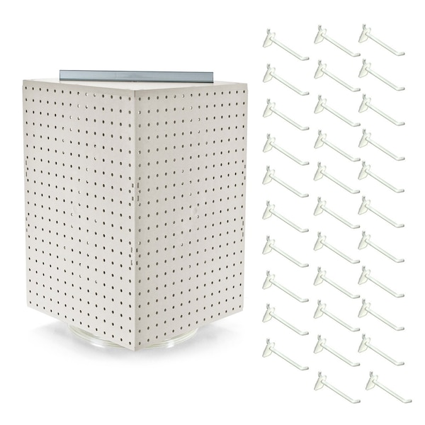 Four-Sided Revolving 14''W x 20''H Pegboard Counter Display w/ 32 4'' Hooks